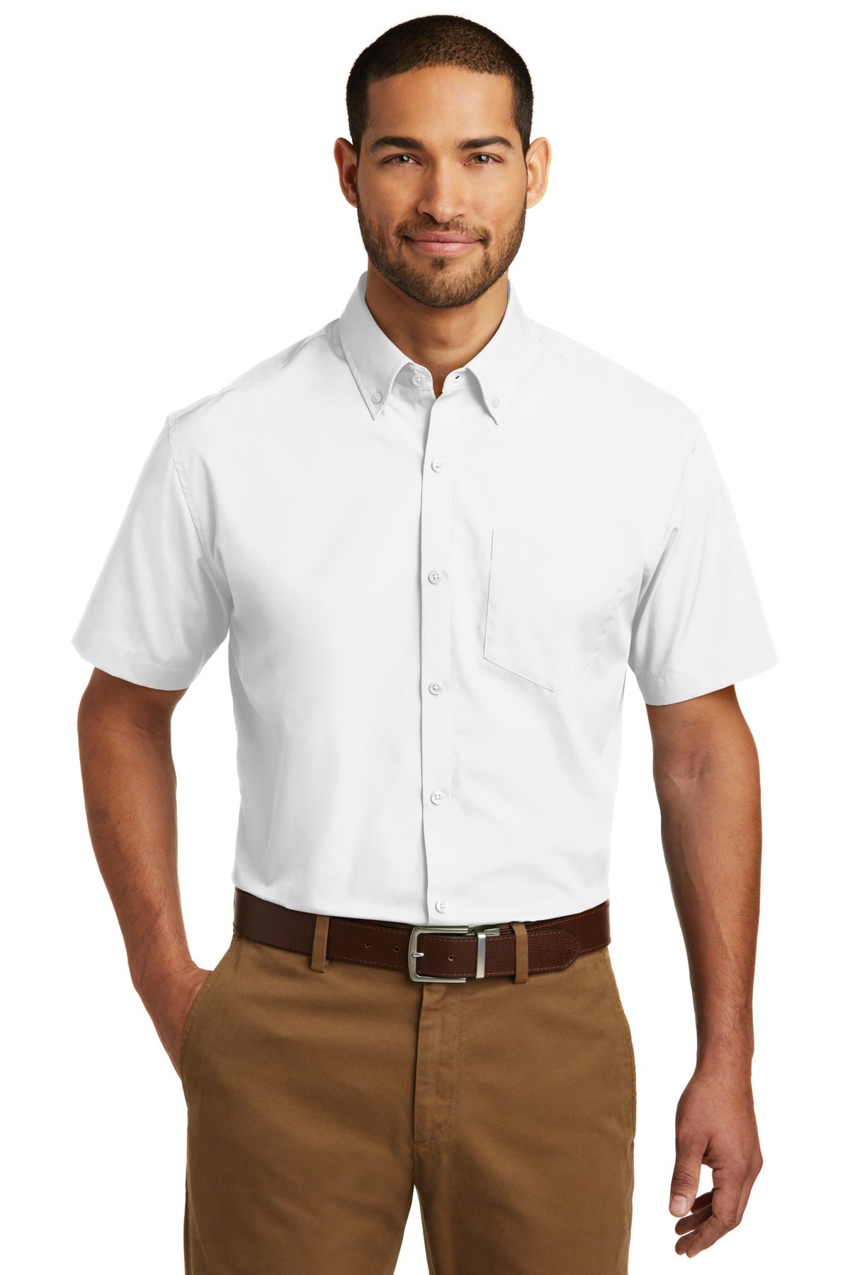 Port Authority® Short Sleeve Carefree Poplin Shirt. W101