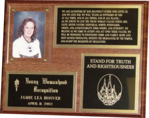 Young Womanhood Recognition Plaque